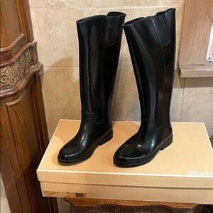 Michael Kors Glossy Black Over the Knee Boots